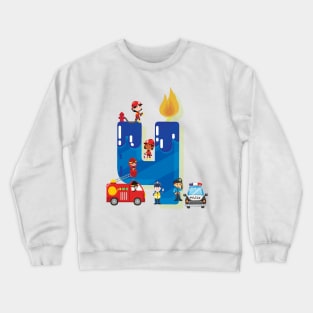 '4th Birthday Fire Truck Police Car' Truck Gift Crewneck Sweatshirt